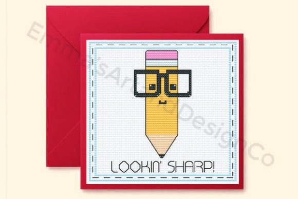 Lookin Sharp School Cross Stitch Card